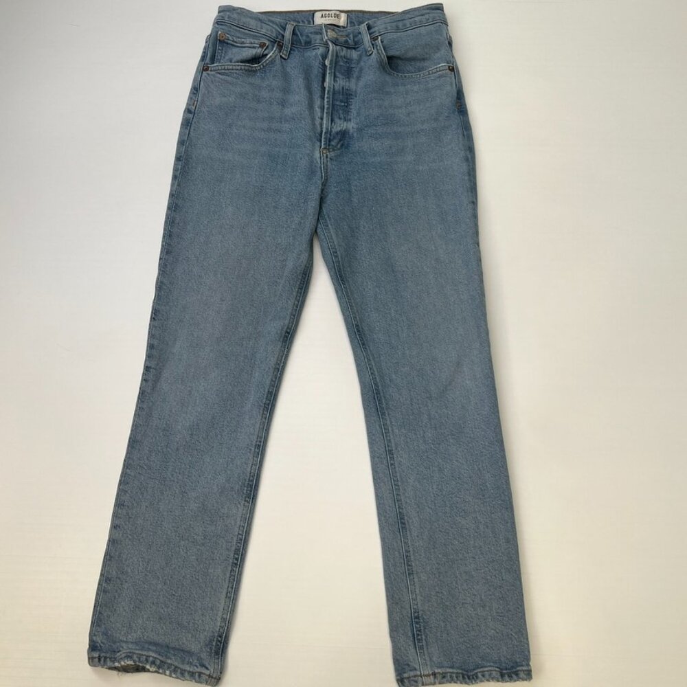 Agolde Jean Women 27 Riley High Rise Crop 26x25 Button Fly Organic Denim Core No - Picture 1 of 11